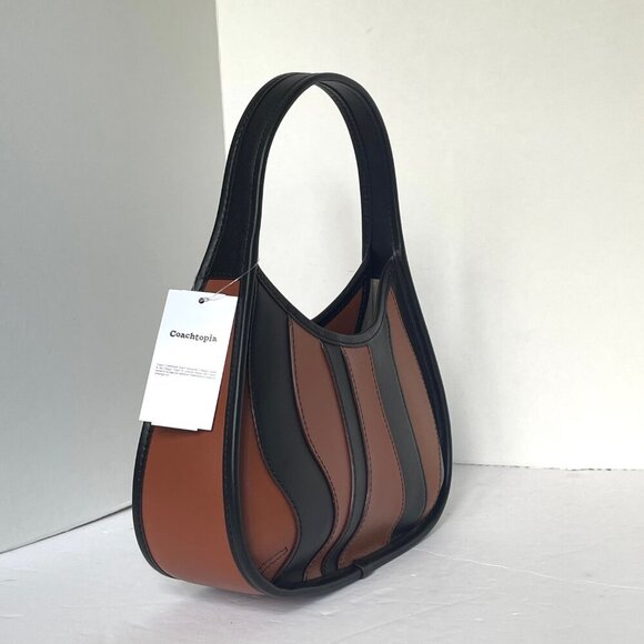 Coach Ergo Bag Wavy Stripe Upcrafted Brown Black Leather Coachtopia 90s CQ004 - Picture 2 of 12